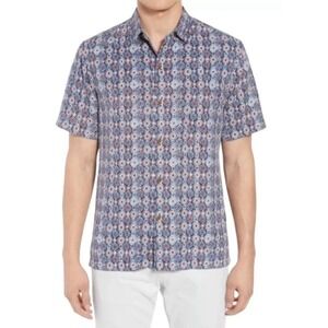 Tommy‎ Bahama Short Sleeve Tulum Tiles Shirt Men's Medium 100% Silk Hawaii #H8-3